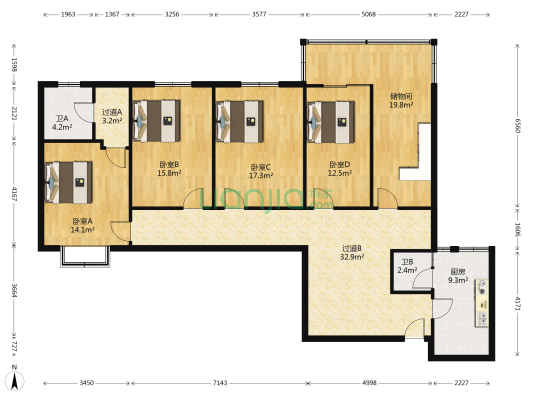 裕南大厦 4室0厅2卫 180平方