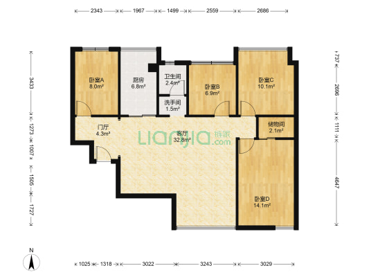 金色港湾(青白江) 4室1厅2卫 89平方