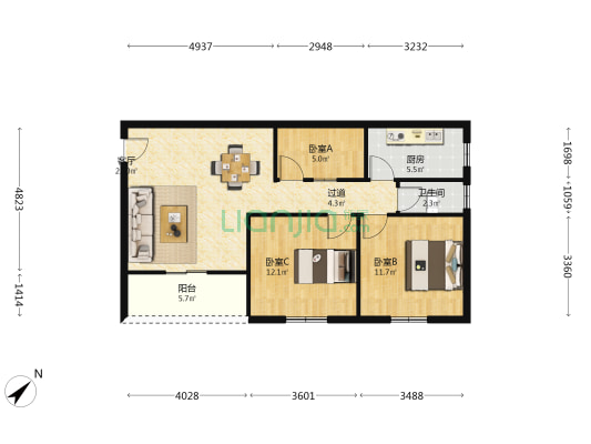 兴隆楼 3室1厅1卫 78平方