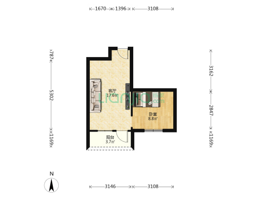 韩家墩街肖家社区 1室1厅0卫 45平方