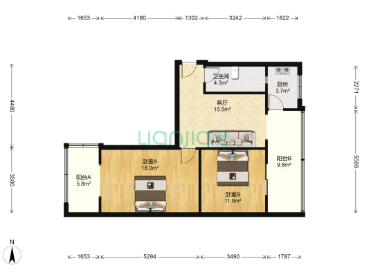 为民路新30号 2室1厅1卫 73平方