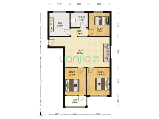 兴城小区 3室1厅1卫 105平方