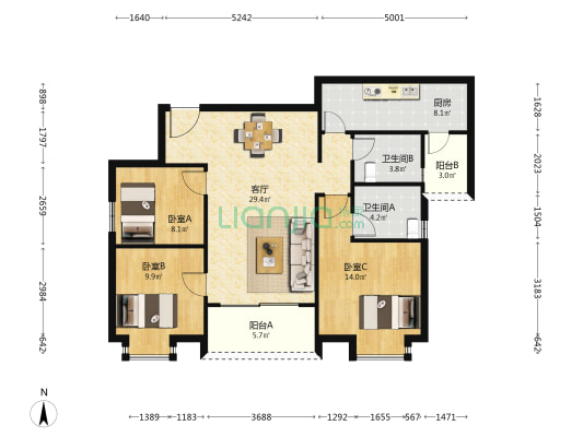 增城一品山湖 3室1厅2卫 107平方