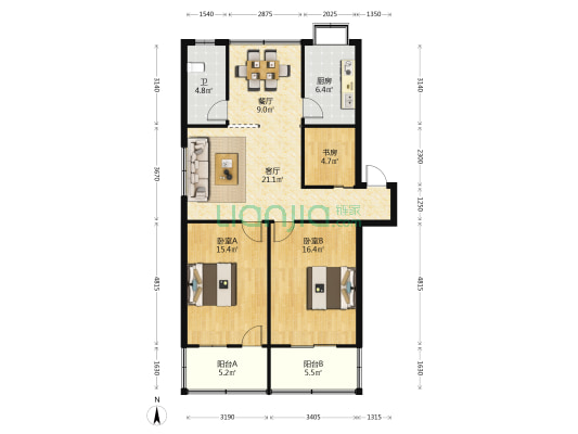 文星大道71号 3室2厅1卫 110平方
