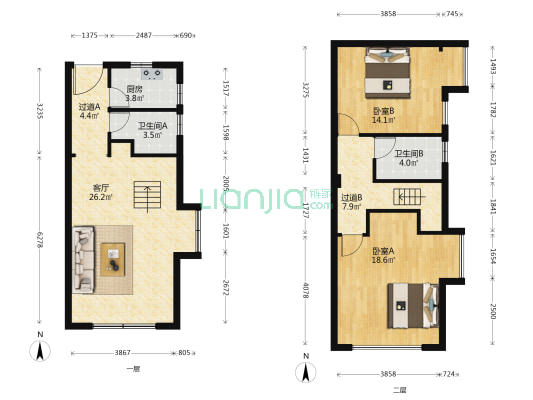 盈泰汇 2室1厅2卫 60平方