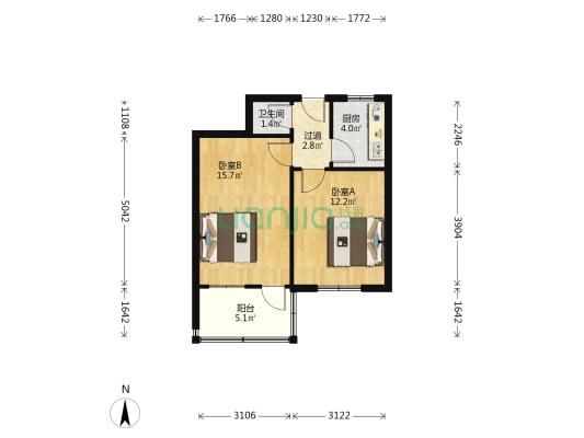 朝山街16号 2室0厅1卫 49平方