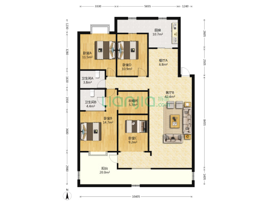 广基馨悦芳邻 4室2厅2卫 140平方