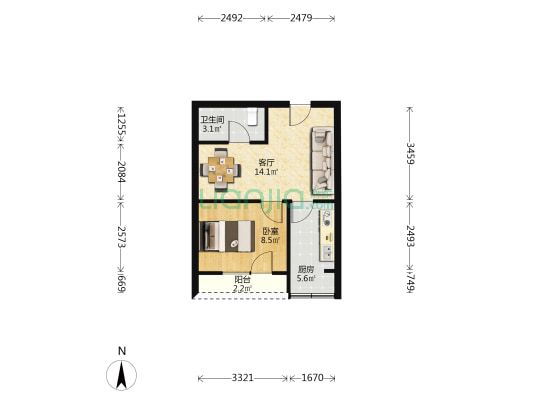 江南水乡电视人家 1室1厅1卫 50平方