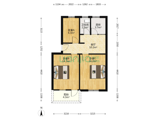 八宝前街54号 3室1厅1卫 67平方