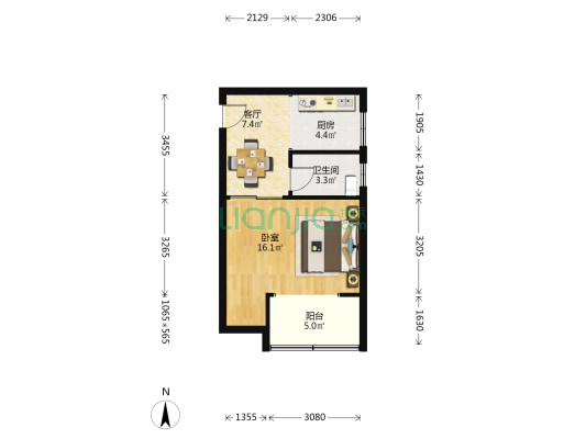 福林小区（福州南路） 1室1厅1卫 40平方