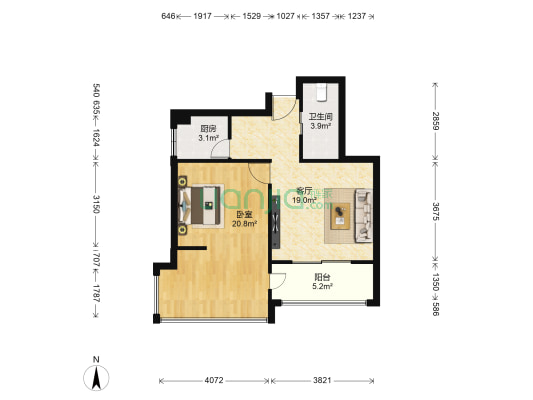 云南映象花好月圆 1室1厅1卫 67平方