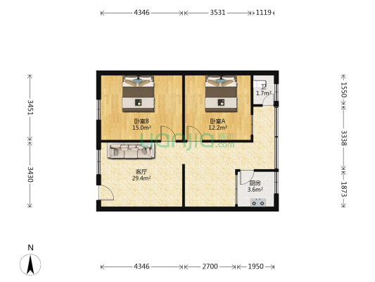书院路一段545号 2室1厅1卫 70平方