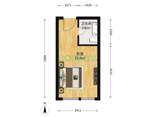 正泰江岸水苑 1室0厅1卫 40平方