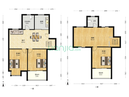 新北新村 3室1厅2卫 167平方