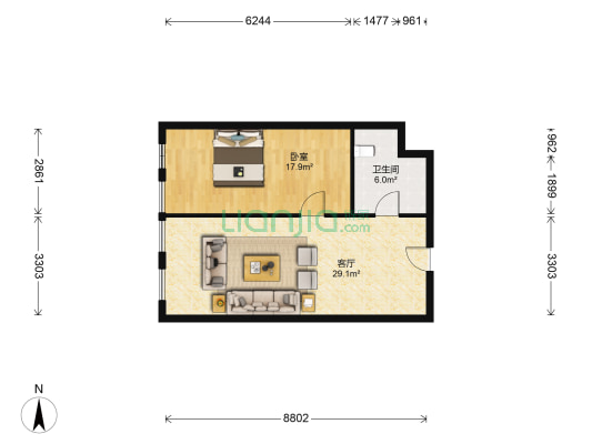 财智公馆 1室1厅1卫 78平方