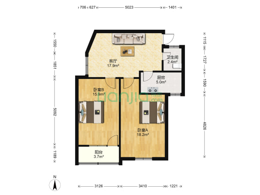 南苑新村(昆山) 2室1厅1卫 74平方