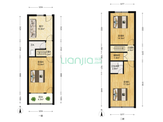 呈祥路61弄 3室1厅2卫 86平方