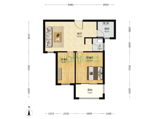 珠溪铭苑 2室1厅1卫 75平方