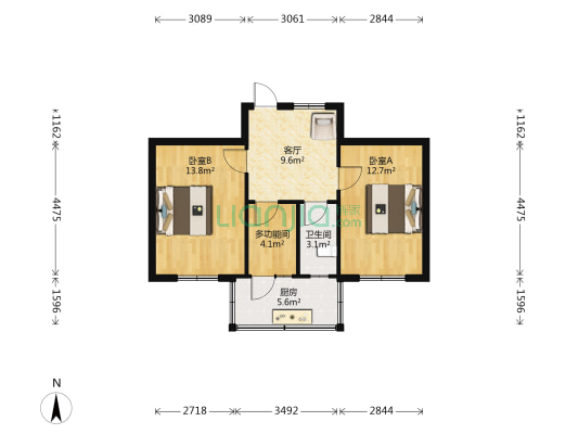 劳动路3号院 3室1厅1卫 58平方