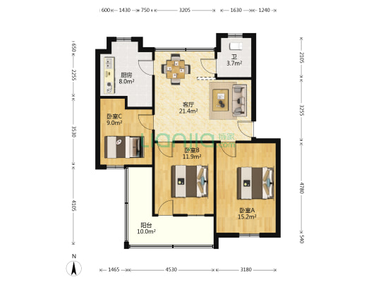 气象学校家属院 3室1厅1卫 96平方