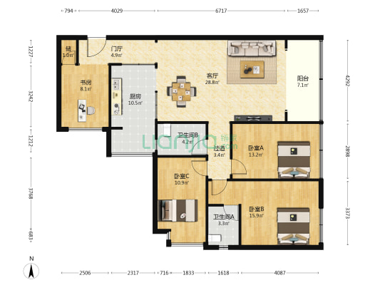 华榕醉美湾 4室1厅2卫 127平方