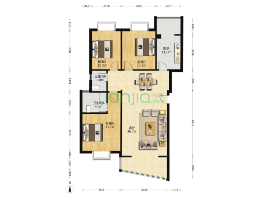 愿景上善之春 3室1厅2卫 121平方