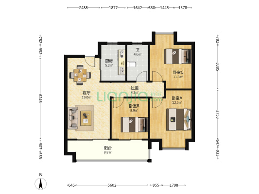 皖投国滨世家璟园 3室1厅1卫 99平方