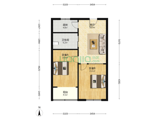 化工站小区 2室1厅1卫 76平方