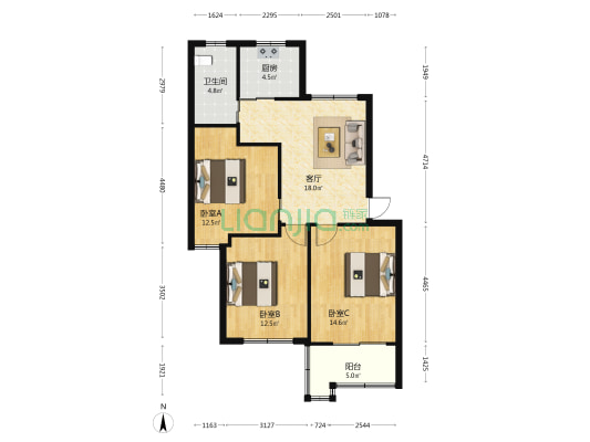 河头路 3室1厅1卫 85平方
