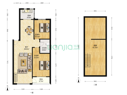 金北花园小区 2室1厅1卫 89平方