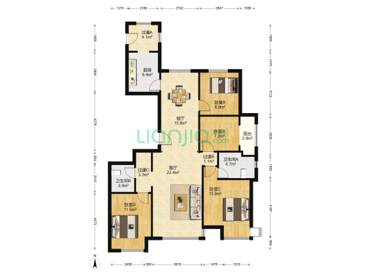 孔雀城英国宫五期 4室2厅2卫 127平方