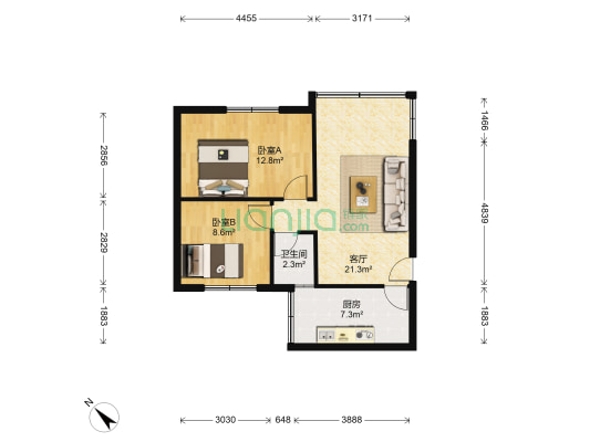 城隍东巷44号 2室1厅1卫 59平方