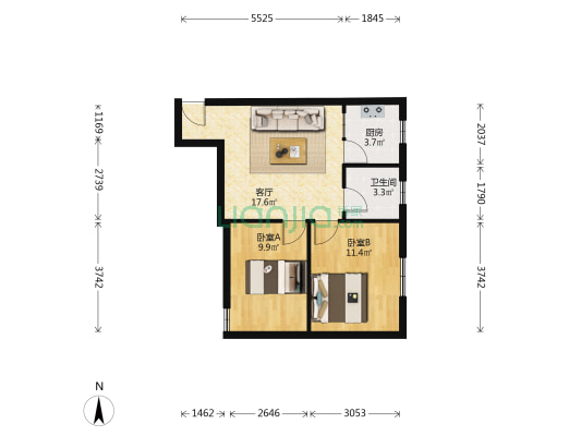 梅华东路292号 2室1厅1卫 54平方