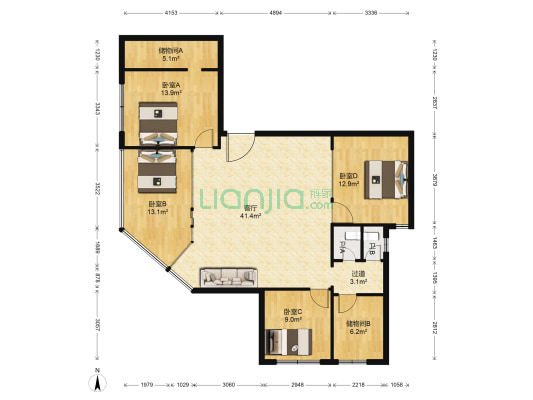 鑫隆达大厦 4室1厅2卫 161平方