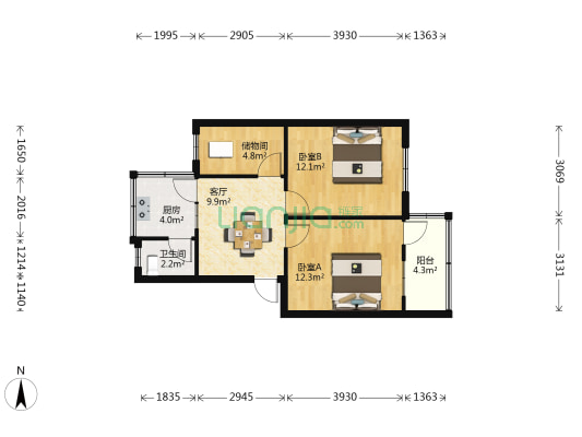 龙王塘路59号 2室1厅1卫 59平方