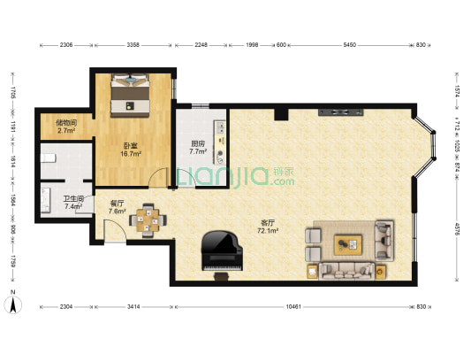 百环地产 1室2厅1卫 147平方