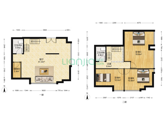 宏益华府 3室1厅2卫 65平方