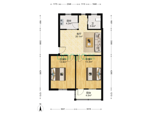 南园南路189号 2室1厅1卫 71平方
