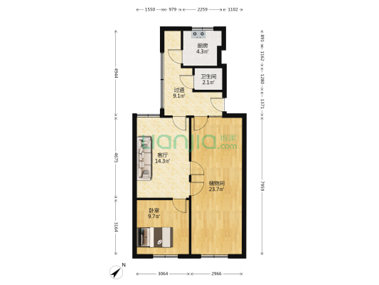 遵义路73号 1室1厅1卫 80平方
