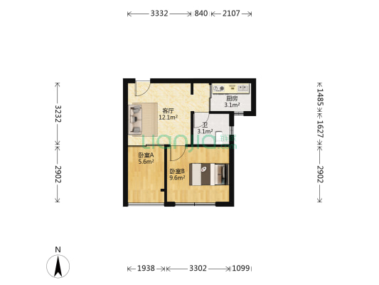 金恒蓝岸雅居 2室1厅1卫 50平方