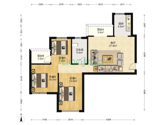 新潮尚书台 3室1厅1卫 94平方