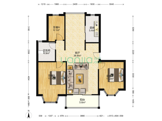 常熟老街南区 3室1厅1卫 100平方
