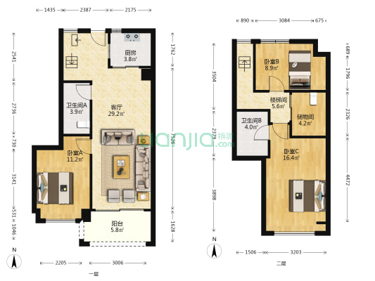 万科春风十里 3室1厅2卫 101平方