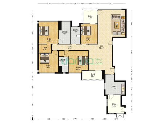 颐德公馆 4室1厅3卫 219平方