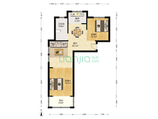 向阳水岸 2室1厅1卫 87平方