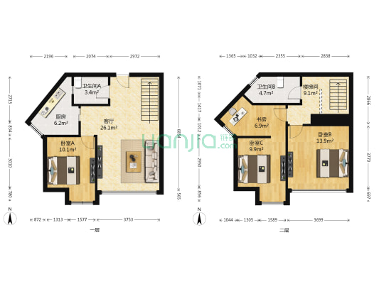 会所金澜苑 4室1厅2卫 90平方