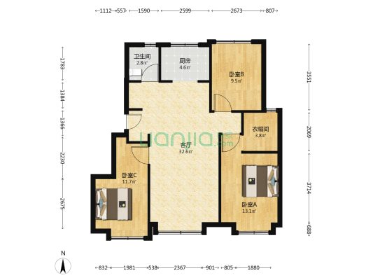 东亚新华国樾华府 3室1厅1卫 99平方