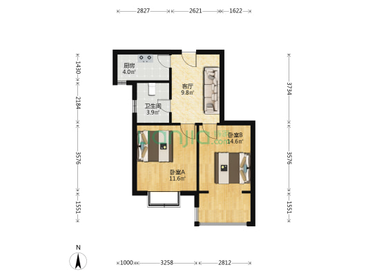 秀兰城市美地 2室1厅1卫 69平方
