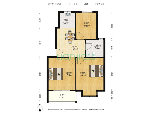 百灵佳苑北区 2室1厅1卫 87平方