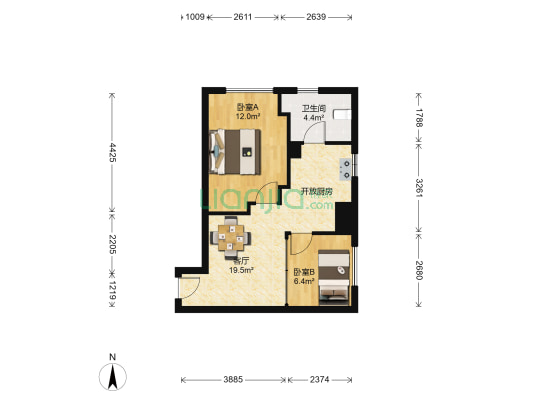 东亭蓝郡 2室1厅1卫 66平方